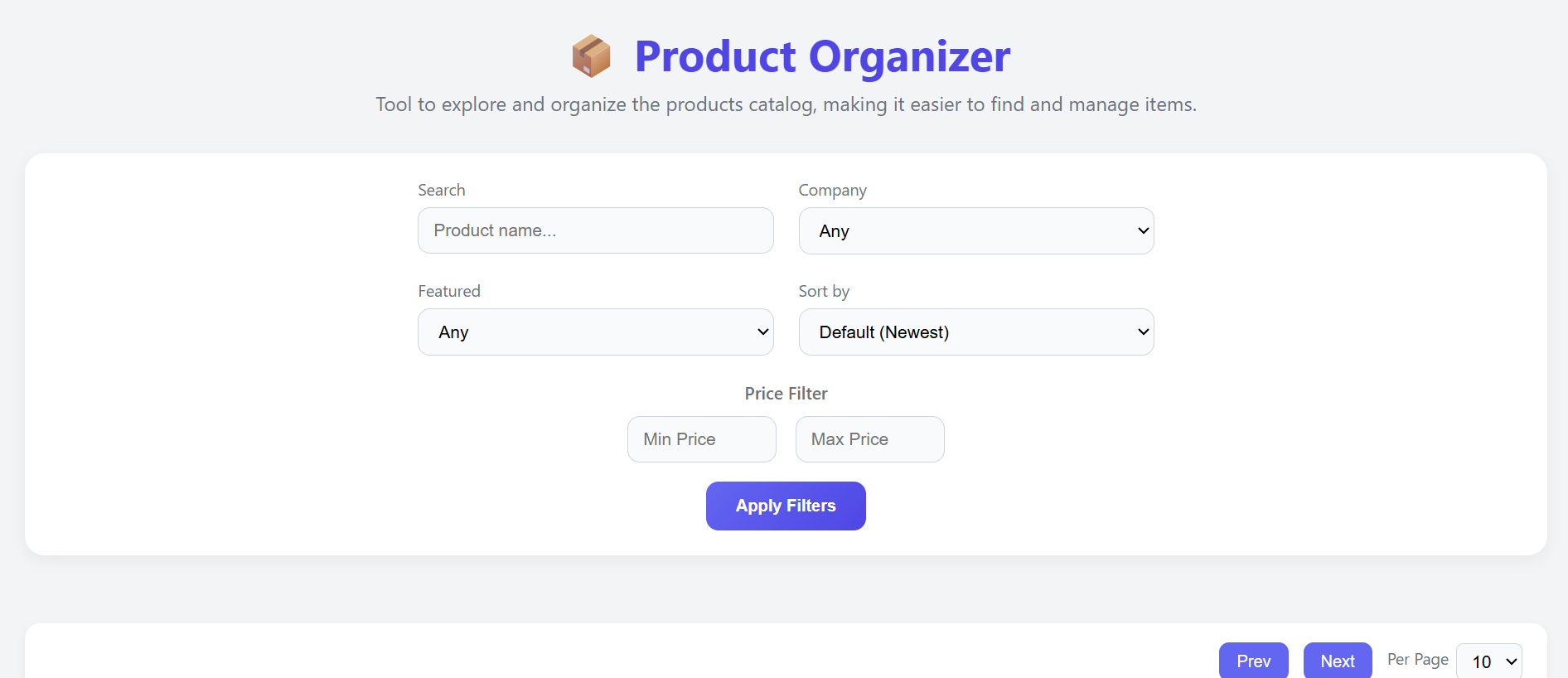 Product Organizer Preview